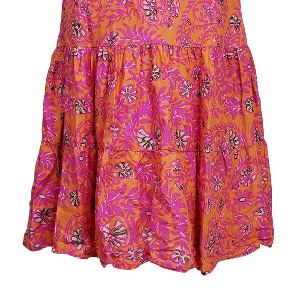 GAP Womens 6 Spaghetti Strap Orange Pink Floral Sundress - Picture 5 of 9